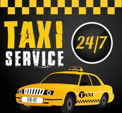 taxi service advertising car icon black yellow decor