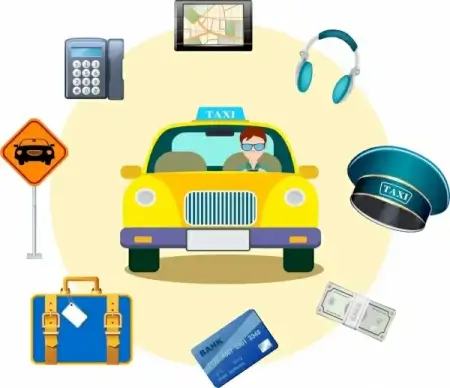 taxi service design elements colored objects circle layout