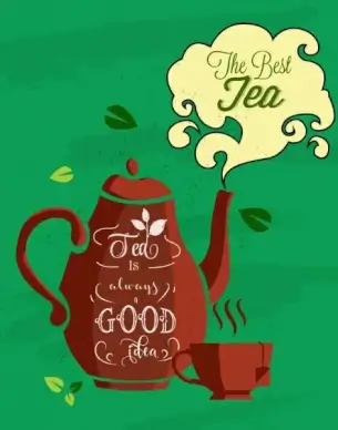tea advertisement pot icon calligraphy decor