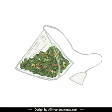  tea bag icon classical handdrawn sketch 