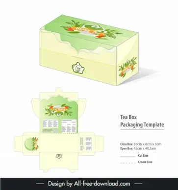 tea box packaging template leaves decor