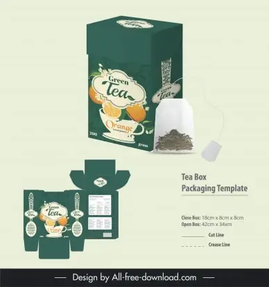 tea box packaging template orange fruit slices decor