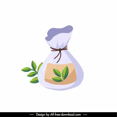  tea pack icon classical design leaves decor