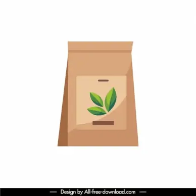  tea pack icon flat classical design leaf decor