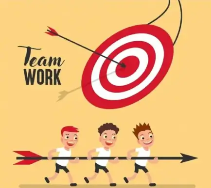 team work background boys arrow target icons decor