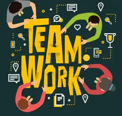 team work background human icons texts decor