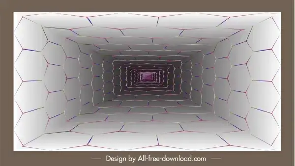 technology background 3d depth tunnel geometric polygon wall