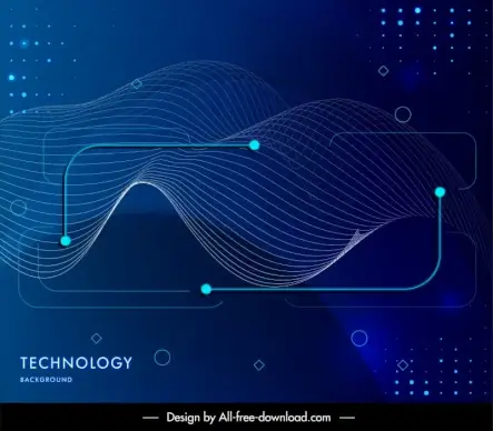  technology background template dynamic curves waves sketch