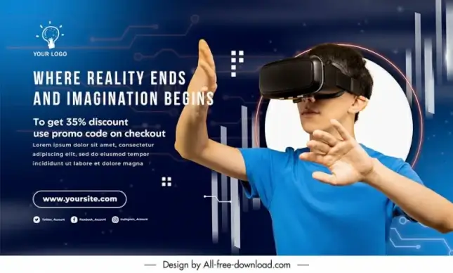 technology banner discount template modern contrast dynamic