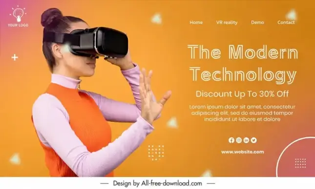 technology banner landing page template modern elegance