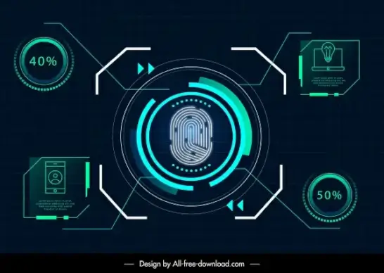 technology design elements modern flat light sketch