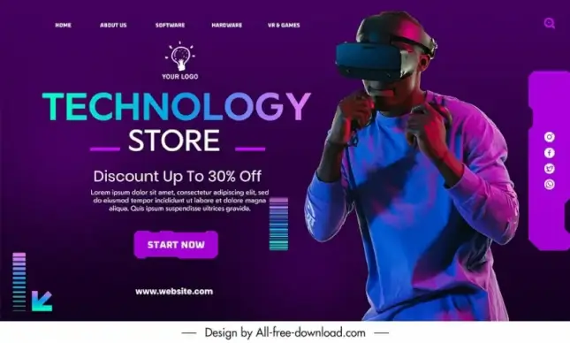 technology landing page template dark modern design