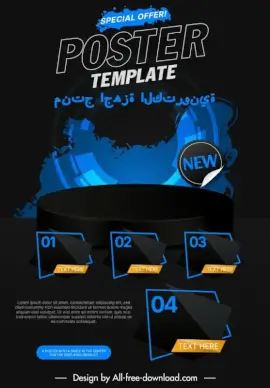 technology poster template modern shiny dark