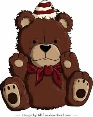 teddy bear icon cute handdrawn brown design