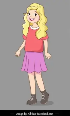 teenager icon cute blonde girl sketch cartoon design