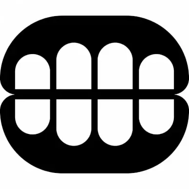 teeth sign icon flat contrast black white sketch