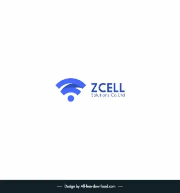 telecommunication business  logo template modern wave texts decor