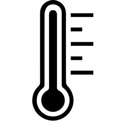temperature high sign icon flat black white outline