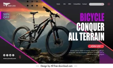terrain bicycle landing page template elegant mountain scene