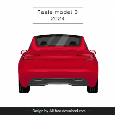 tesla model 3 2024 template symmetric elegant back view