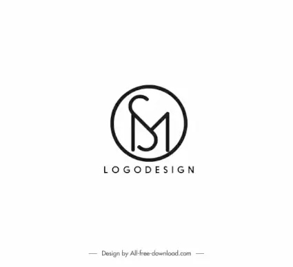 text logo template circle isolation black white decor