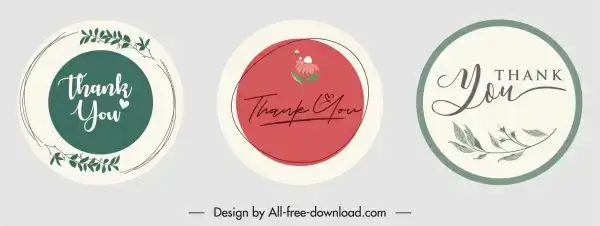 thank card decor element circle sticker botanical design