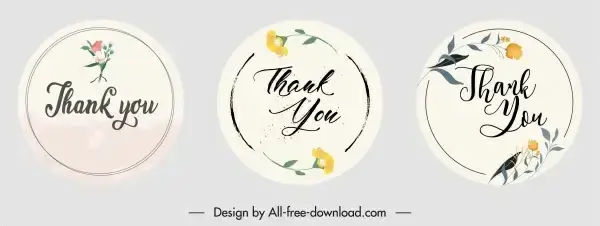 thank sticker templates elegant classic botanical decor