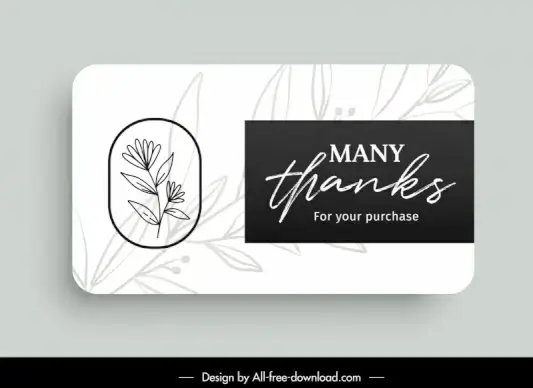 thank you card template contrast flat handdrawn flowers