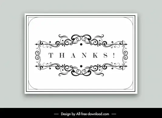 thank you card template elegant classic curves frame