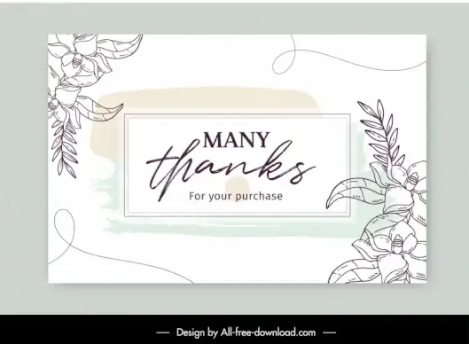 thank you card template elegant flat handdrawn nature elements 