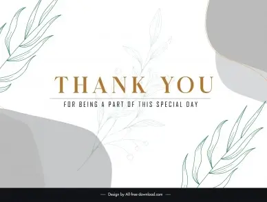 thank you card template flat classic leaves