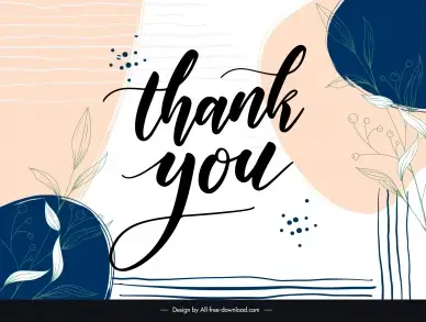 thank you card template retro handdrawn flowers leaves