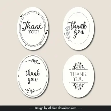 thank you stamp templates classical leaves heart oval shapes