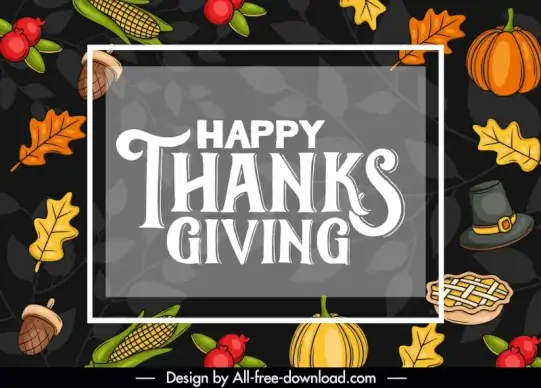 thanksgiving background template flat classical handdrawn autumn elements 