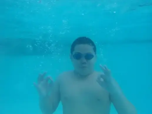 the boy under water