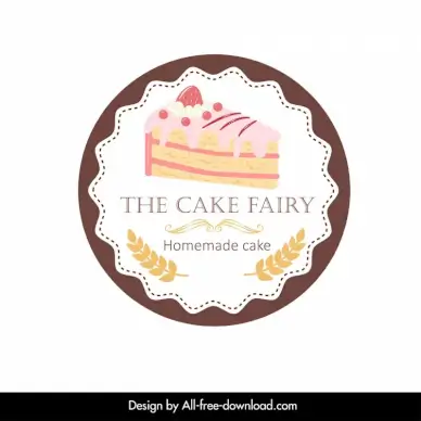 the cake fairy logo template elegant flat classical symmetric circle design