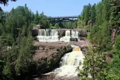 the full falls at gooseberry falls state park minnesota