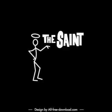 the saint logotype flat black white design funny handdrawn human icon sketch