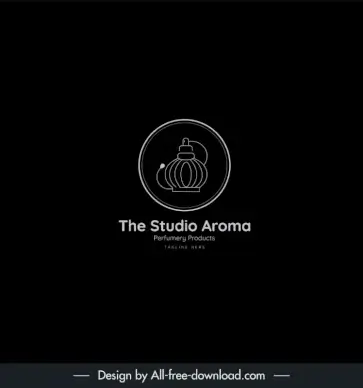 the studio aroma logo template flat circle isolation black white handdrawn lantern sketch 