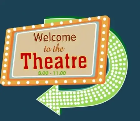 theatre signboard template neon light arrow decor