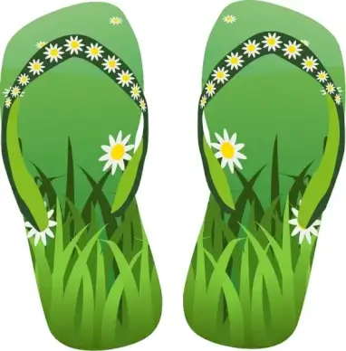 Thong green with grass and flowers