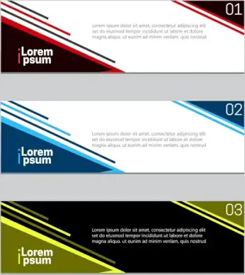 three colored banners on same design style