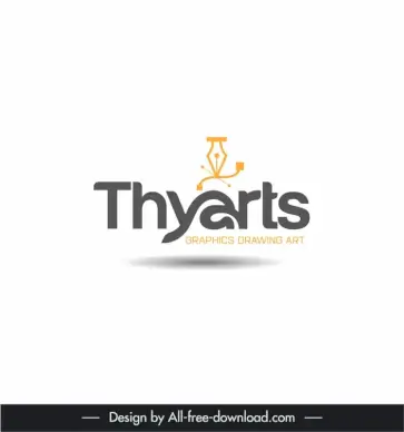 thyarts logo template fountain pen symbol outline 