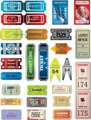 Tickets in Different Styles Vector Set