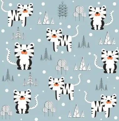 tiger background flat repeating icons decor