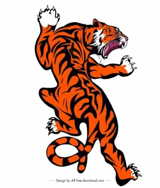 tiger icon aggressive gesture sketch handdrawn design