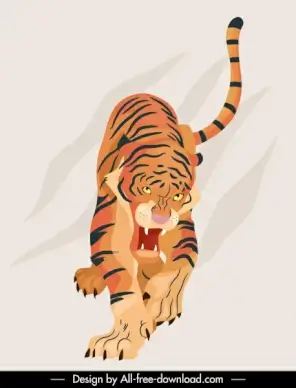 tiger icon aggressive sketch handdrawn design