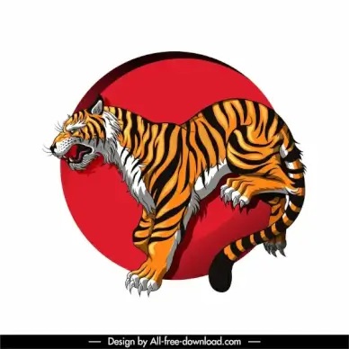 tiger icon colorful classic handdrawn sketch
