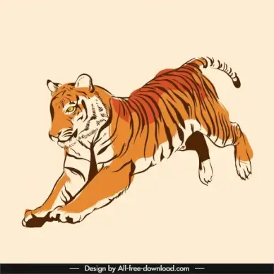 tiger icon motion sketch classic handdrawn