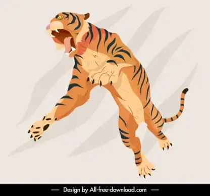 tiger icons dynamic hunting sketch handdrawn cartoon